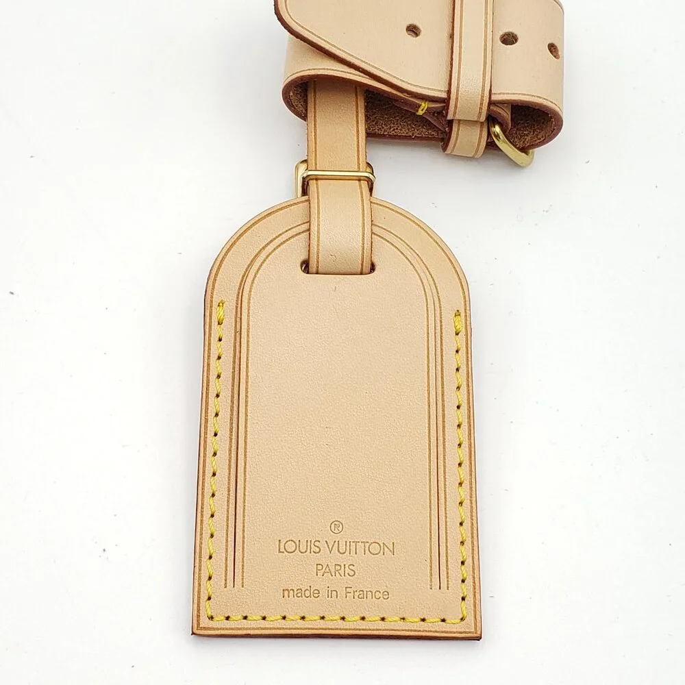 Louis Vuitton Natural Vachetta Leather Luggage Tag with Yellow Stitching